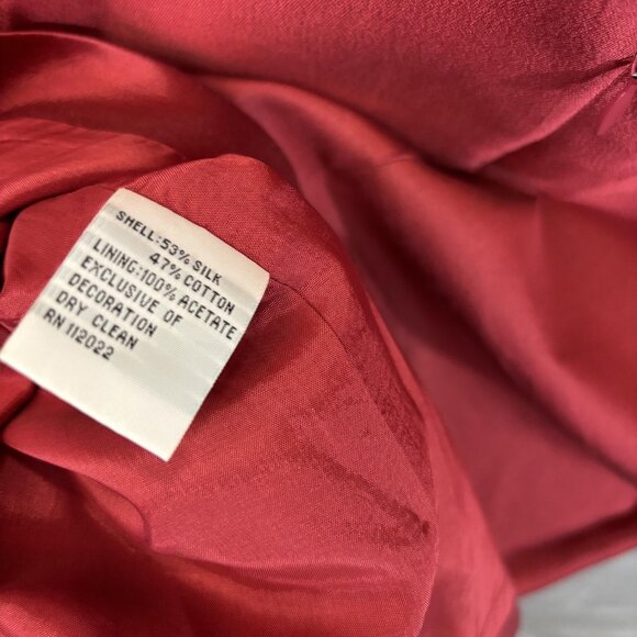 Talbots Silk Blend Beaded Dress Womens 10 Red Empire Waist Holiday Party - Picture 6 of 11